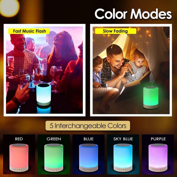 LED Touch Lamp Bluetooth Speaker, Wireless HiFi Speaker Light, USB Rechargeable Portable with TWS - Multi - Image 10