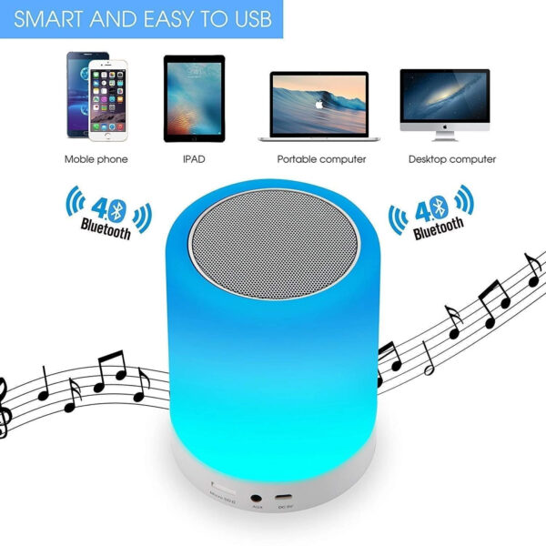 LED Touch Lamp Bluetooth Speaker, Wireless HiFi Speaker Light, USB Rechargeable Portable with TWS - Multi - Image 13