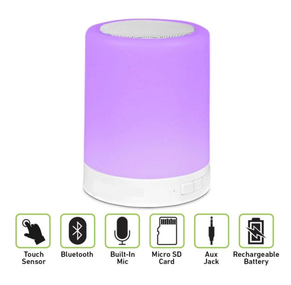 LED Touch Lamp Bluetooth Speaker, Wireless HiFi Speaker Light, USB Rechargeable Portable with TWS - Multi - Image 6