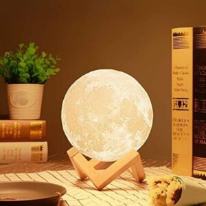 Desidiya 3D 7 Color Changing Moon Night Rechargeable Lamp with Stand Night lamp for Bedroom Lights for Adults and Kids Home Room Beautiful Indoor Lighting - 15CM