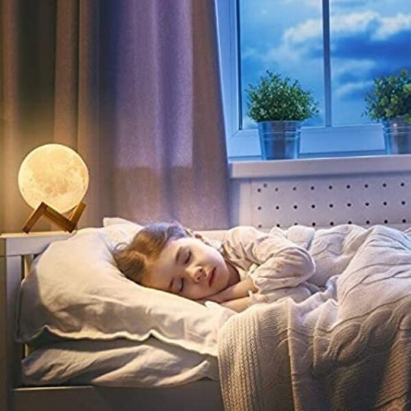 Desidiya 3D 7 Color Changing Moon Night Rechargeable Lamp with Stand Night lamp for Bedroom Lights for Adults and Kids Home Room Beautiful Indoor Lighting - 15CM - Image 3