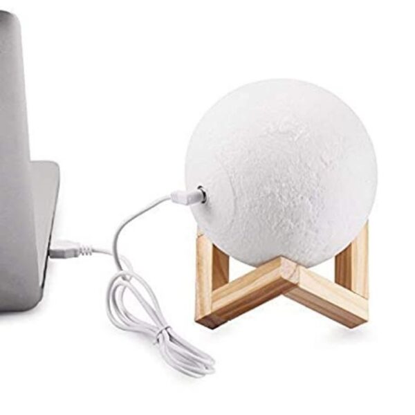 Desidiya 3D 7 Color Changing Moon Night Rechargeable Lamp with Stand Night lamp for Bedroom Lights for Adults and Kids Home Room Beautiful Indoor Lighting - 15CM - Image 5