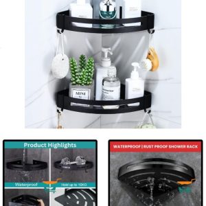 Black Aluminium Corner Shelf