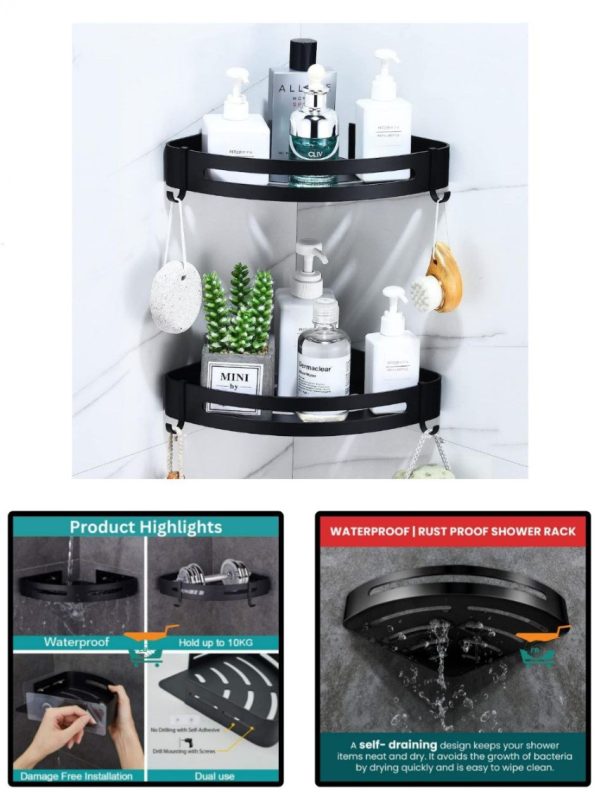 Black Aluminium Corner Shelf