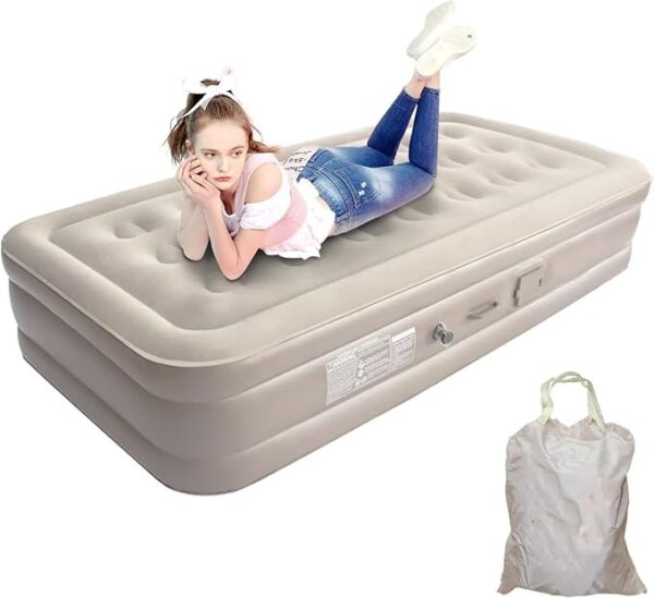 Pvc Single Air Bed, Inflatable with Built-in Electric Pump